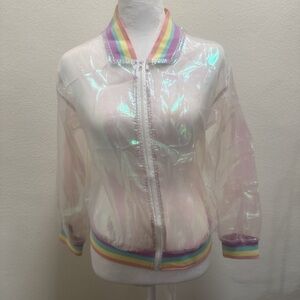 Kokopie Iridescent Sheer Bomber Jacket